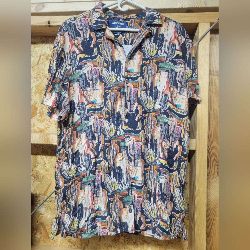Chubbies Cactus Print Button Up Shirt Mens‎ Size XL